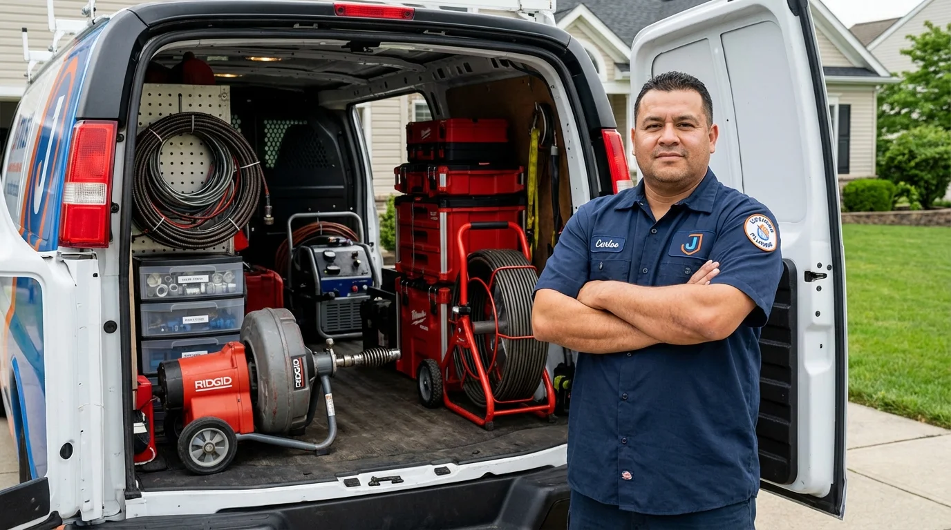 Professional drain cleaning equipment and Johns Plumbing LLC plumber in King William