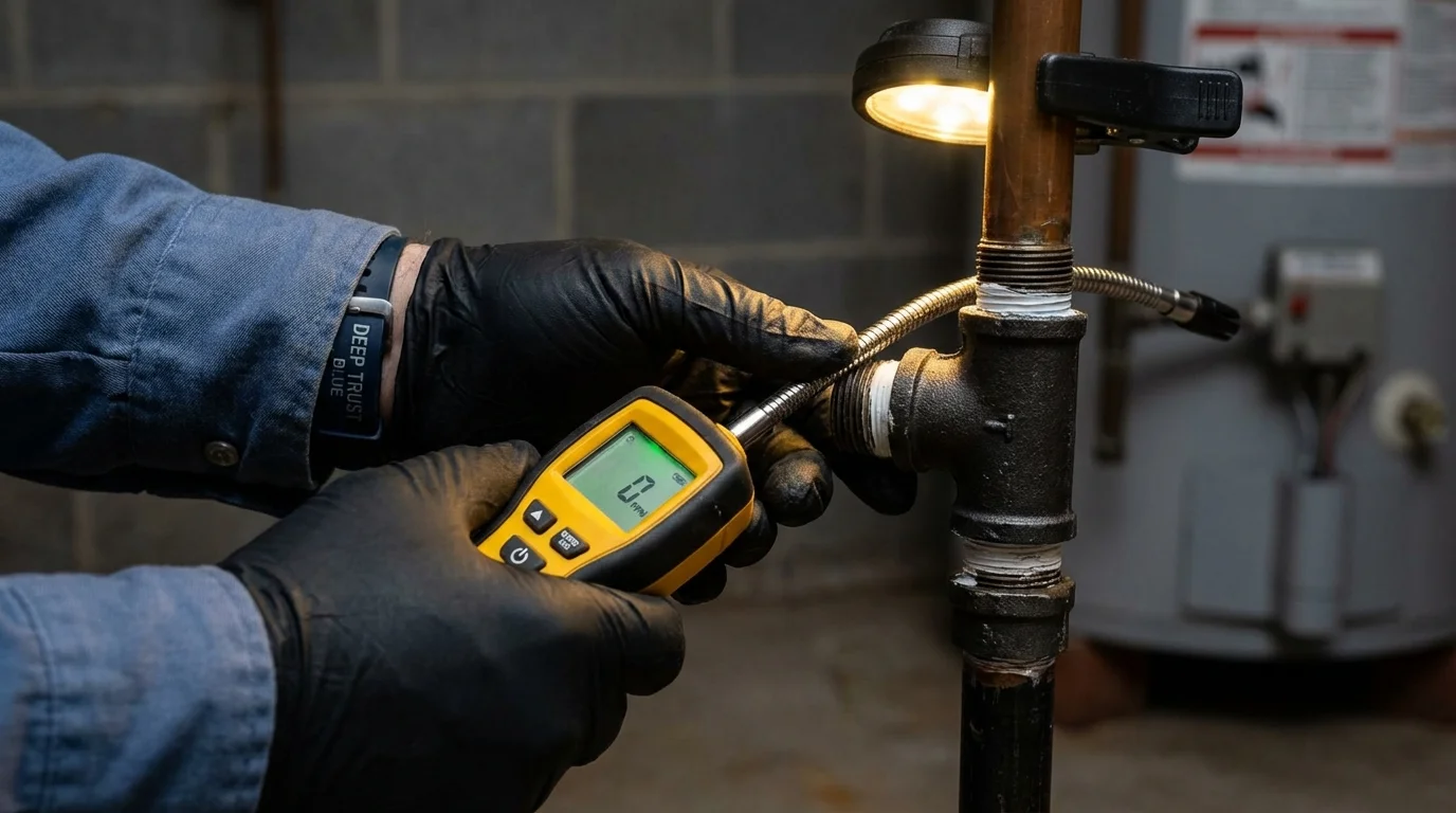 Gas leak detection with electronic sniffer by Johns Plumbing LLC in King William