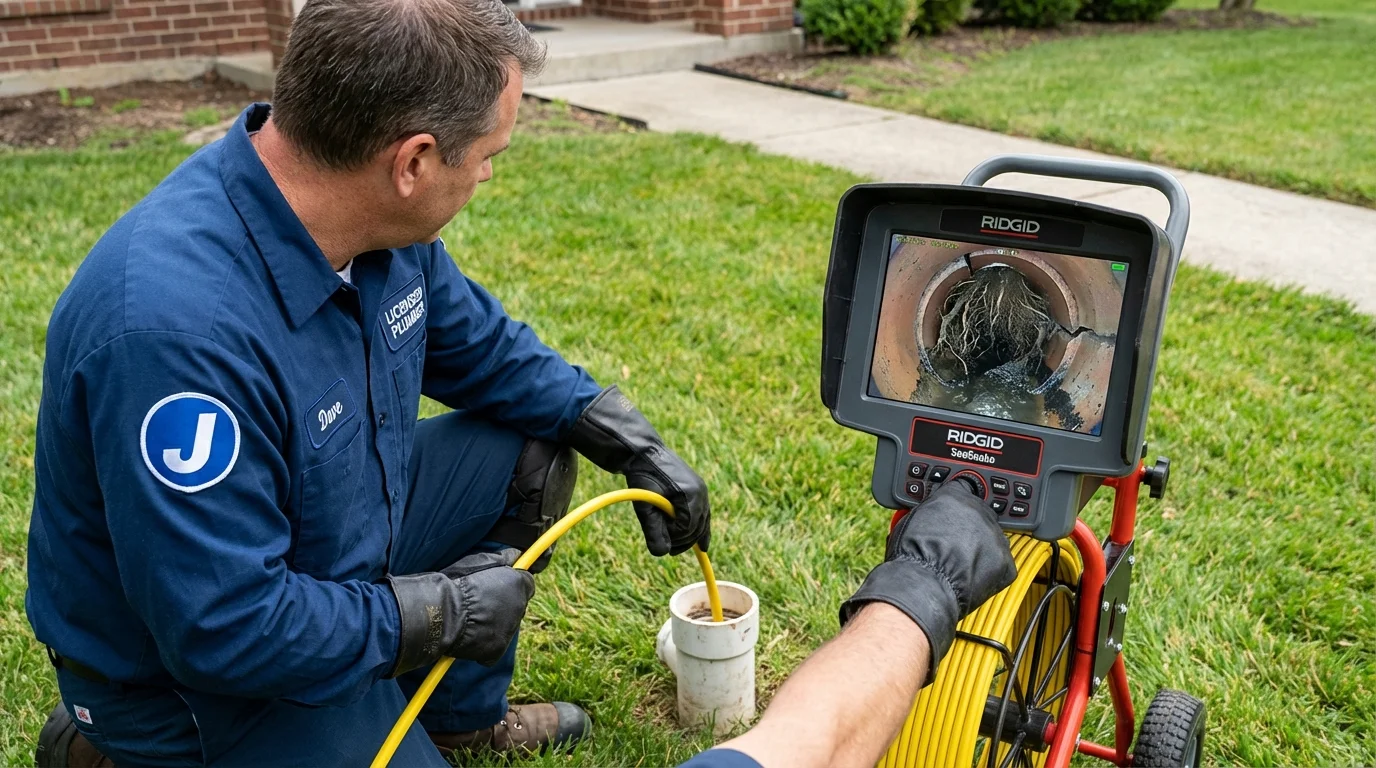 Sewer camera inspection being performed by Johns Plumbing LLC in King William